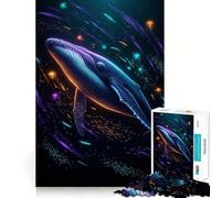 Balena al neon, profondità marine, puzzle da 1000 pezzi per adulti, rompicapo, evasione rilassante, schema di montaggio, regalo di Babbo Natale (50x75cm)