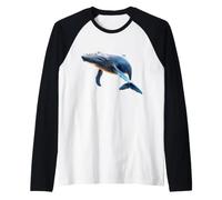 Balena Blu Canzone della Balena Diver Oceano Balena Blu Maglia con Maniche Raglan