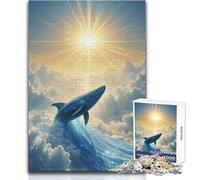 Balena celeste che si alza verso il sole 1000 puzzle per lo sviluppo cognitivo, gioco divertente, speciale, regalo di festa premuroso, dimensioni 50x75cm