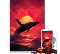 Balena che emerge al tramonto Puzzle da 1000 pezzi Gioco di concentrazione mentale Design a incastro preciso Sfida interattiva per il cervello per la casa (38x26cm)