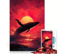 Balena che emerge al tramonto Puzzle per adulti da 1000 pezzi Gioco di logica Taglio di precisione Bordi lisci Regalo perfetto per riunioni di famiglia (50x75cm)