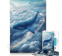 Balena che vola tra le nuvole con puzzle arcobaleno per adulti Gioco di strategia 1000 Think Boost con struttura a incastro precisa,facile da imparare,divertimento per tutta la famiglia (38x26cm)