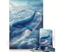 Balena che vola tra le nuvole con un arcobaleno - Puzzle da 1000 pezzi per adulti - Memoria acuta - Evasione serena - Bordi precisi (38x52cm)