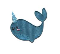 balena corno pirati Animali - Toppe termoadesive Patch Toppa ricamate, misura: 5,6 x 5,1 cm