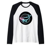 Balena di Colore Blu per i Fan delle Balene Maglia con Maniche Raglan