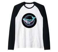 Balena di Colore Blu per i Fan delle Balene Maglia con Maniche Raglan