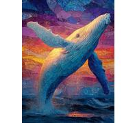 Balena Dipingere Con I Numeri Adulti, Colore Paint by Numbers Kit, Fai Da Te Dipingere Con I Numeri Con Pennelli e Vernice Acrilica, Passatempo per Adulti, Decora la Casa Regalo, 50x70cm R-5312