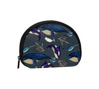 Balena e pesce diavolo, portafoglio Borsa per trucco conchiglia Borsa per donna Borsa portamonete piccola Borsa per cambio conchiglia
