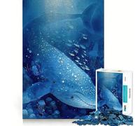 Balena Mare Blu Profondo Puzzle da 1000 pezzi Allenamento per la mente Divertimento Incastro perfetto Senza spazi vuoti Attività per rafforzare i legami affettivi (50x75cm)