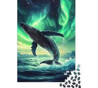 Balena Megattera Puzzle 1000 Pezzi Carta per Adulti Scenario Aurore Boreali Relax Cura della Mente Attività in Famiglia Decorazione 52x38cm/1000pcs