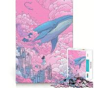 Balena nel cielo con ragazza Puzzle da 1000 pezzi per adolescenti Stimola la mente Divertimento Completamento perfetto Tempo libero avvincente per rilassarsi in casa (38x26cm)