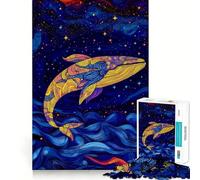 Balena nel cielo notturno Puzzle da 1000 pezzi Gioco creativo Incastro perfetto,nessun pezzo si stacca Attività per rafforzare i legami familiari (50x75cm)