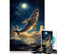 Balena nel cielo notturno Puzzle da 1000 pezzi Gioco creativo Incastro perfetto,nessun pezzo si stacca Attività per rafforzare i legami affettivi (38x26cm)