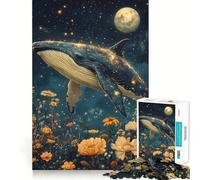 Balena nel cielo notturno Puzzle da 1000 pezzi Gioco di concentrazione mentale Taglio di precisione Bordi lisci Gioco significativo per costruire connessioni (38x52cm)
