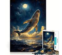 Balena nel cielo notturno Puzzle per ragazzi 1000 pezzi Gioco stimolante per la mente Montaggio sicuro e stabile Attività per rafforzare i legami affettivi (50x75cm)