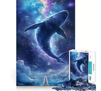 Balena nello spazio con orso polare Puzzle per adulti da 1000 pezzi Gioco di logica Taglio di precisione Bordi lisci Regalo perfetto per riunioni di famiglia (38x52cm)