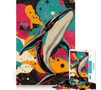 Balena nello spazio Puzzle da 1000 pezzi per adulti Gioco di memoria e apprendimento Incastro perfetto,senza spazi vuoti Attività rilassante per pause mentali (38x52cm)