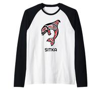 Balena Orca Nativa Americana dell'Alaska Maglia con Maniche Raglan