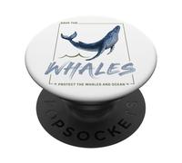 Balena Proteggi le balene mare Disegno ad acquerello PopSockets PopGrip Adesivo