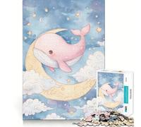 Balena rosa sulla luna acquerello puzzle da 1000 pezzi per adulti e ragazzi ideale per stimolare la memoria favorire la calma e favorire la fuga dalla realtà con taglio liscio e un regalo sincero