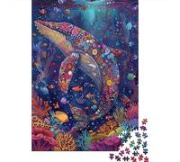 Balena Scena Sottomarina Puzzle 1000 Pezzi Carta per Adulti Vita Oceanica Gioco di Puzzle 1000 Pezzi Famiglia Relax Decorazione Regalo 52x38cm/1000pcs