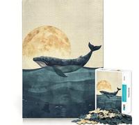 Balena sotto la luna Puzzle da 1000 pezzi Gioco creativo Incastro perfetto,nessun pezzo si stacca Attività per rafforzare i legami familiari (50x75cm)