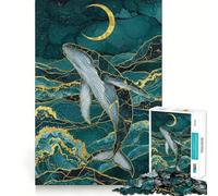 Balena sotto la luna Puzzle digitale da 1000 pezzi Divertimento con la memoria Qualità professionale Taglio stimolare la mente (38x26cm)
