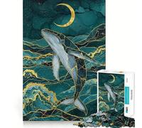 Balena sotto la luna Puzzle digitale da 1000 pezzi Gioco di concentrazione mentale Taglio di precisione Bordi lisci Gioco significativo per costruire connessioni (50x75cm)
