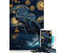 Balena sotto una notte stellata Puzzle da 1000 pezzi per adolescenti Gioco di abilità mentale Divertente Dimensioni uniformi Pezzi precisi Rilassante Attività di gruppo al chiuso (38x52cm)