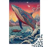 Balene che saltano fuori dal mare Puzzle 1000Pcs Decorazione Per La Casa. Rilassamento E Intelligence Per Adulti E Bambini Da 14 Anni 38x26cm/1000pcs