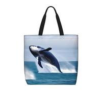Balene in mare È una comoda borsa monospalla, adatta per lo shopping, i viaggi e le esigenze della vita quotidiana., Nero, Taglia unica