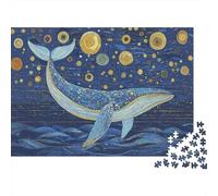 Balene nella notte stellata Puzzle 1000 Pezzi Balena stile notte stellata Regalo per Amanti Puzzle Decompressivo Educativo Divertente Decorazione