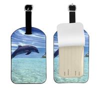 Balene saltatrici,Etichette per bagagli in pelle PU, etichette per bagagli resistenti da viaggio, 2 pezzi