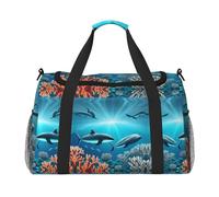 Balene sotto il mare È una borsa da viaggio a tracolla portatile con grande capacità e multifunzione, un must per i viaggi all'aperto