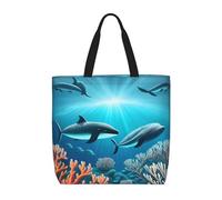 Balene sotto il mare È una comoda borsa monospalla, adatta per lo shopping, i viaggi e le esigenze della vita quotidiana., Nero, Taglia unica