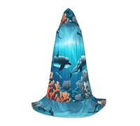 Balene sotto il mare Mantello con cappuccio M per adolescenti Mantello lungo Cosplay Masquerade Stage Costume Comic-Con Carnevale Gioco di ruolo