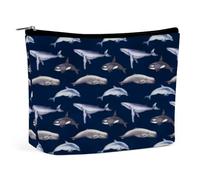 Balenottera azzurra capodoglio orca borsa per cosmetici borse da viaggio per il trucco astuccio in pelle organizer portapenne contenitore per matite
