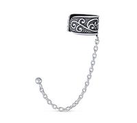 Bali Boho stile Vine Scroll catena cartilagine orecchio polsino orecchini per gli uomini per le donne ossidato .925 Sterling Silver