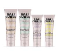 Bali Curls, set da 4 pezzi, dimensioni da viaggio per ricci sani e definiti - shampoo, balsamo, crema ricci & Defining Gel - Set di cura compatto per viaggi, palestra e viaggi