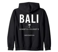 Bali Indonesia Coordinate Tropical Island Travel Design Felpa con Cappuccio