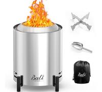 BALI OUTDOORS Braciere da tavolo, portatile, senza fumo, con copertura, piccolo braciere da tavolo, per esterni, giardino, patio, campeggio, alimentato da legno o pellet, in acciaio inox
