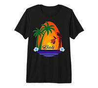Bali Palme Uccelli Tropicali Ubud Lombok Souvenir Maglietta Premium