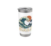 Bali Surf Onde Mare Palme Tempio Spiaggia Indonesia Bicchiere termico in acciaio inox doppia parete