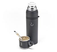 BALIBETOV Camping Termos per Mate - Acciaio inossidabile a doppia parete sigillato sottovuoto - Thermos con tazza come Mate kit che include Bombilla Mate e Tazza mate argentino (Nero)