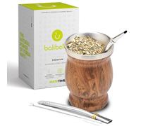BALIBETOV Mate Argentino - Set Yerba Mate in Acciaio Inossidabile (Tazza Mate) - Compreso 1 Bombilla Mate (Yerba Mate Bombilla) e Spazzola per la Pulizia - Set Mate Argentino Autentico (Legno)