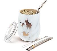BALIBETOV Mate Argentino - Set Yerba Mate (Tazza Mate) - Acciaio Inossidabile 18/8 a Doppia Parete - Include Due Bombilla Mate e Una Spazzola per la Pulizia - Set Mate Argentino Autentico