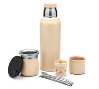 BALIBETOV Set completo Yerba Mate - Modern Mate zucca (266,2 ml), thermos con 2 beccucci (999,6 ml), 2 cannucce Bombilla - Kit di qualità premium (champagne)