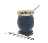 balibetov Yerba Mate - Set da tè in acciaio inox con bombilla (cannuccia) per Mate, Yerba Mate Set facile da pulire e molto resistente (grigio scuro)