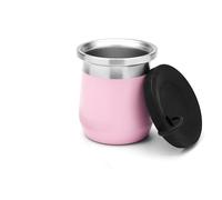 BALIBETOV Yerba Mate Zucca - Tazza Yerba Mate in acciaio inox con isolamento a doppia parete, base antiscivolo, coperchio in silicone a prova di fuoriuscite - Mate Argentino - Mate Tazze (Rosa)