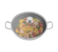 Balider Padella in acciaio inox, 36 cm, per cottura a induzione, con coperchio, rivestita in acciaio inox, resistente al forno, bordo alto